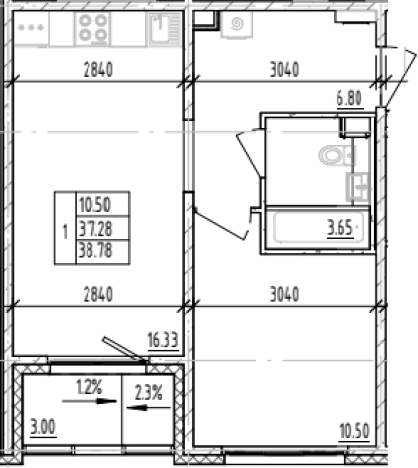 Купить однокомнатную квартиру в новостройках на улице Большая Балтийская в Ленинградской области. Вариант № 6854325, 0, площадь -  квм, цена 9473838 рублей