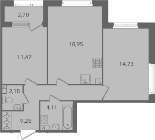 . Вариант № 6239648, 0, площадь - 60.7 квм, цена 20267730 рублей