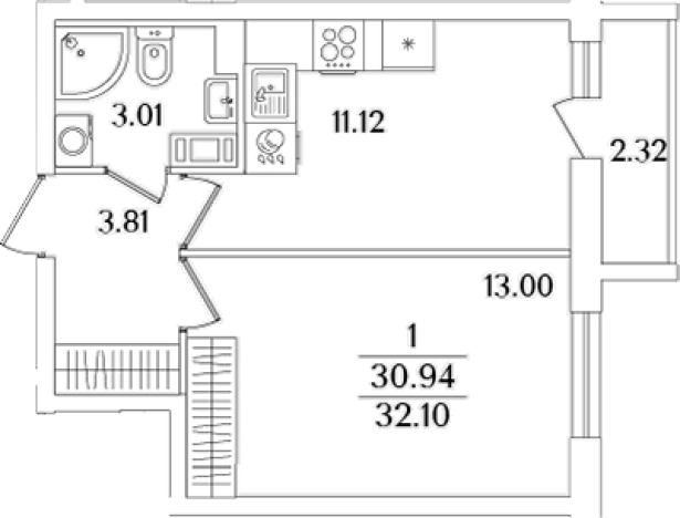 Купить однокомнатную квартиру в районе исторический  Сосновая Поляна в Санкт-Петербурге. Вариант № 6713420, 0, площадь -  квм, цена 11399881 рублей