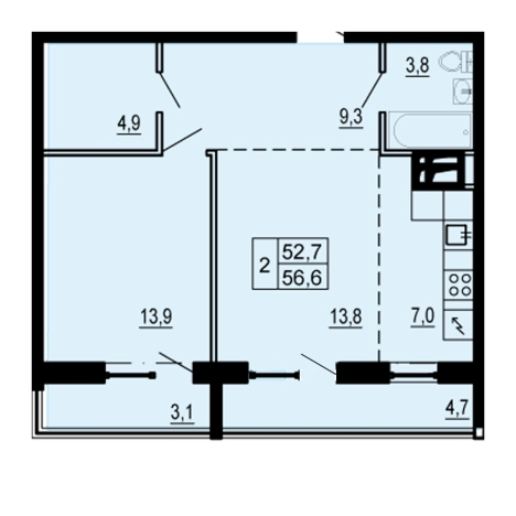 Купить двухкомнатную квартиру в ЖК «Изумрудный» в Владивостоке. Вариант № 9824096, 0, площадь -  квм, цена 11451020 рублей