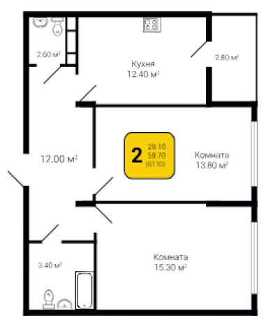 Купить двухкомнатную квартиру в ЖК Джаз (Врн) в Воронеже. Вариант № 89047, 0, площадь -  квм, цена 10162176 рублей