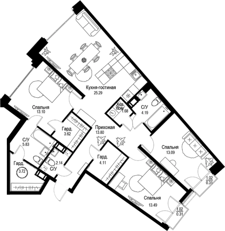 Купить многокомнатную квартиру в ЖК ID Petrogradskaya в Санкт-Петербурге. Вариант № 4828956, 0, площадь -  квм, цена 68042000 рублей