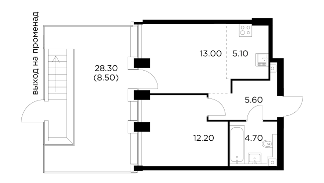 Купить двухкомнатную квартиру у метро Балтийская в Москве. Вариант № 9103638, 1, площадь -  квм, цена 26240300 рублей