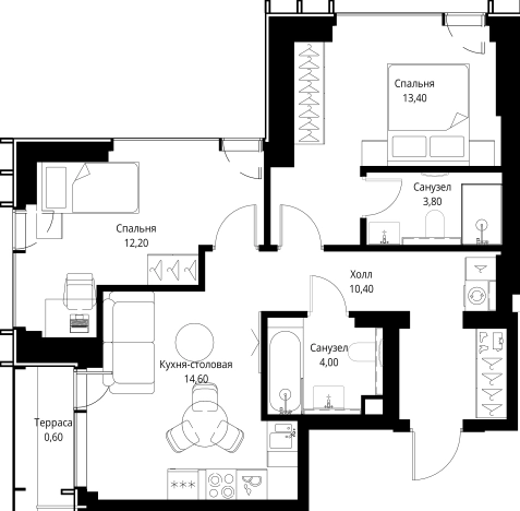 Купить двухкомнатную квартиру на улице Верейская в Москве. Вариант № 5847132, 0, площадь - квм, цена 41418000 рублей
