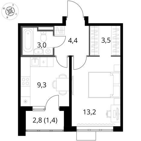 Купить однокомнатную квартиру в ЖК 1-й Донской в Московской области. Вариант № 9905721, 0, площадь - квм, цена 11055960 рублей