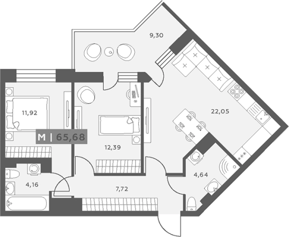 Купить квартиру в ЖК Аквилон RekaPark в Ленинградской области. Вариант № 6217428, 0, площадь -  квм, цена 10313286 рублей