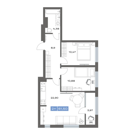 Купить двухкомнатную квартиру в новостройках в ЖК "Ритм" в Тобольске. Вариант № 91851, 0, площадь -  квм, цена 7800000 рублей