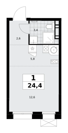Купить однокомнатную квартиру в новостройках у метро Бунинская аллея в Москве. Вариант № 836343, 0, площадь -  квм, цена 10549828 рублей
