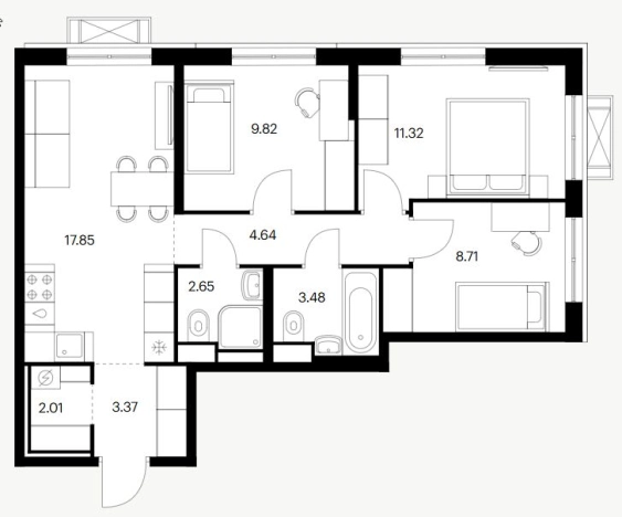 Купить квартиру на улице Шмидта в Улан-Удэ. Вариант № 159828, 0, площадь - квм, цена 10724437 рублей