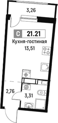 . Вариант № 6212680, 0, площадь - 19.58 квм, цена 3904822 рублей