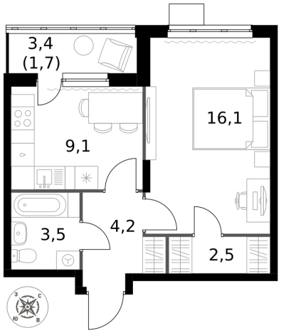 Купить квартиру у метро Домодедовская в Видном. Вариант № 9953618, 0, площадь -  квм, цена 10488170 рублей