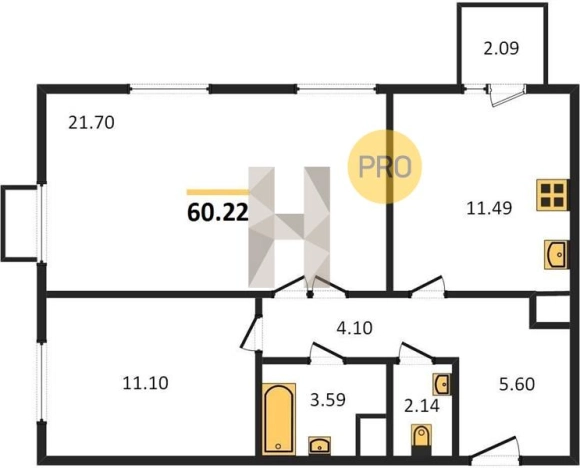 Купить двухкомнатную квартиру на улице Орджоникидзе в Ижевске. Вариант № 61275, 0, площадь -  квм, цена 6060000 рублей
