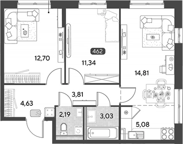 Купить трехкомнатную квартиру в Калуге. Вариант № 123156, 0, площадь -  квм, цена 6987049 рублей