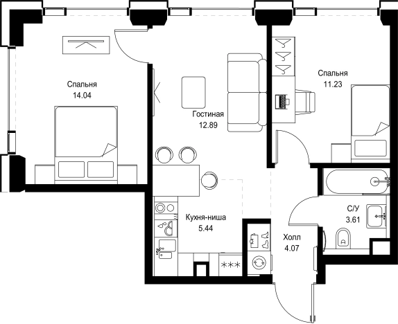 Купить двухкомнатную квартиру в новостройках у метро Давыдково в Москве. Вариант № 10350068, 0, площадь -  квм, цена 29470616 рублей