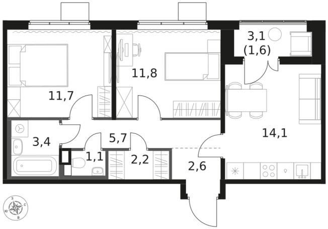 Купить двухкомнатную квартиру в ЖК 1-й Химкинский в Химках. Вариант № 9701576, 0, площадь -  квм, цена 16292520 рублей