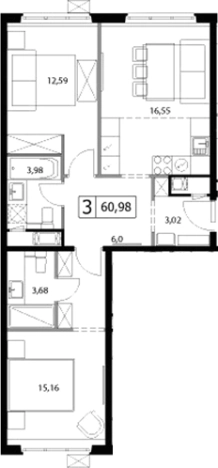 Купить трехкомнатную квартиру в Видном. Вариант № 5832377, 0, площадь -  квм, цена 9855953 рублей
