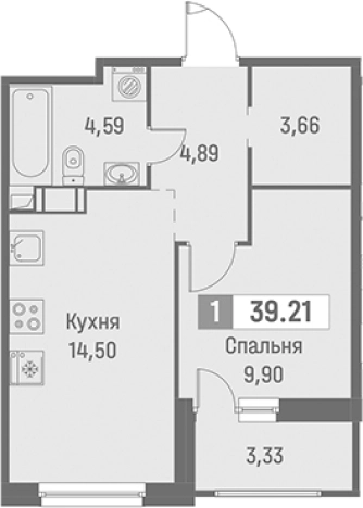 Купить однокомнатную квартиру на улице Цветной проезд в Ленинградской области. Вариант № 9099441, 0, площадь -  квм, цена 8118764 рублей