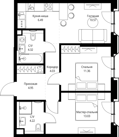 Купить квартиру в ЖК МИРА в Москве. Вариант № 3652204, 0, площадь - квм, цена 50938286 рублей