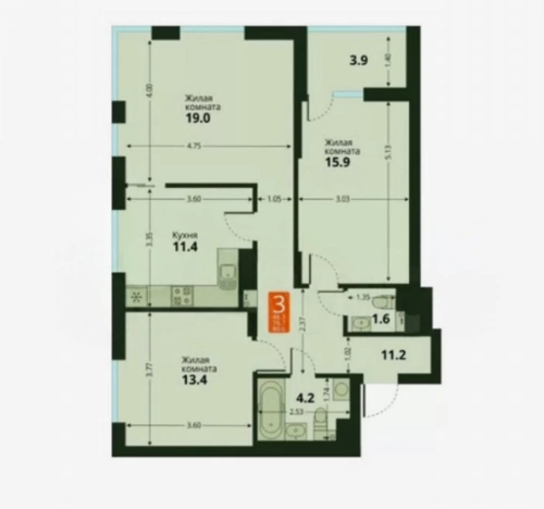 . Вариант № 6939457, 10, площадь - 80.6 квм, цена 7500000 рублей