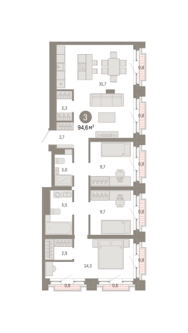 Купить трехкомнатную квартиру в новостройках в ЖК Метроном в Москве. Вариант № 8468195, 0, площадь -  квм, цена 34050000 рублей