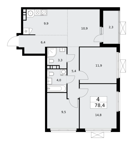 Купить четырехкомнатную квартиру в новостройках на улице Зорге в Москве. Вариант № 834083, 0, площадь -  квм, цена 26469408 рублей