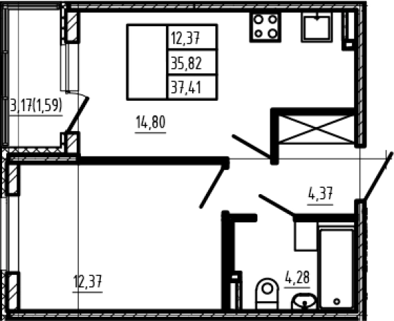 Купить однокомнатную квартиру в Микрорайоне Чёрная Речка, Сертолово в Сертолове. Вариант № 6963409, 0, площадь -  квм, цена 7930920 рублей