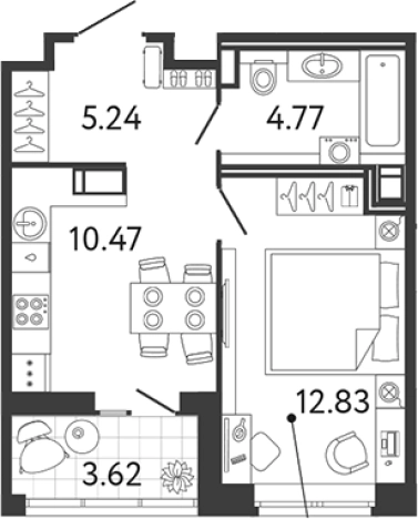 Купить однокомнатную квартиру в ЖК Ultra City 3.0 в Санкт-Петербурге. Вариант № 6057230, 0, площадь -  квм, цена 9337311 рублей