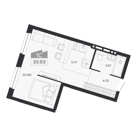 . Вариант № 9949874, 0, площадь - 33.63 квм, цена 5511000 рублей