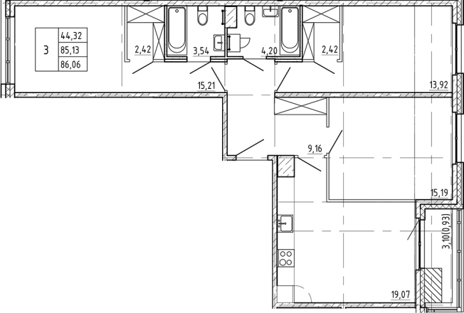 Купить трехкомнатную квартиру на улице 7-я линия Васильевского острова в Санкт-Петербурге. Вариант № 7598308, 0, площадь -  квм, цена 33947547 рублей
