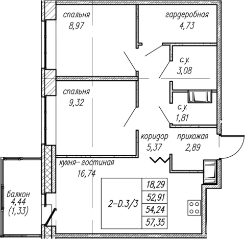 Купить трехкомнатную квартиру в ЖК Уютный в Ленинградской области. Вариант № 8063798, 0, площадь -  квм, цена 9132280 рублей