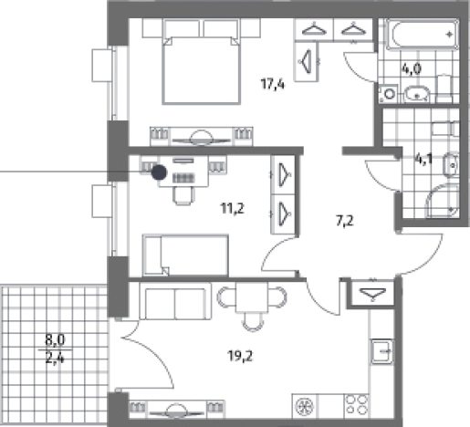 . Вариант № 7265768, 0, площадь - 63.1 квм, цена 23135000 рублей