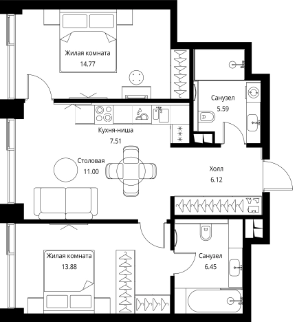 Купить двухкомнатную квартиру у метро Мякинино в Москве. Вариант № 153154, 0, площадь -  квм, цена 27039410 рублей