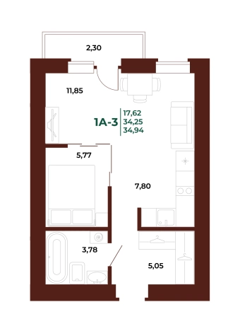 Купить однокомнатную квартиру в новостройках в ЖК Жилой комплекс "Арбери" в Пензе. Вариант № 418563, 0, площадь -  квм, цена 4602840 рублей