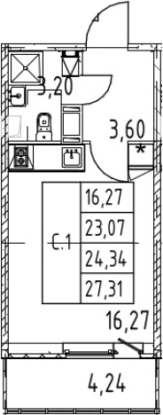 Купить Студию в Мурине. Вариант № 7267484, 0, площадь -  квм, цена 4608888 рублей