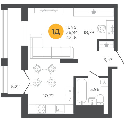 . Вариант № 4882112, 0, площадь - 39.55 квм, цена 4429600 рублей