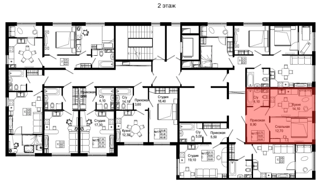 . Вариант № 2366034, 0, площадь - 39.8 квм, цена 5369020 рублей