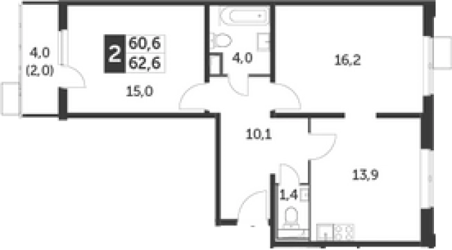 Купить двухкомнатную квартиру в новостройках в Видном. Вариант № 9836968, 0, площадь -  квм, цена 15283110 рублей