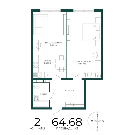 Купить двухкомнатную квартиру в ЖК Жилой комплекс "Чаадаев" в Пензе. Вариант № 5388226, 0, площадь -  квм, цена 5724180 рублей