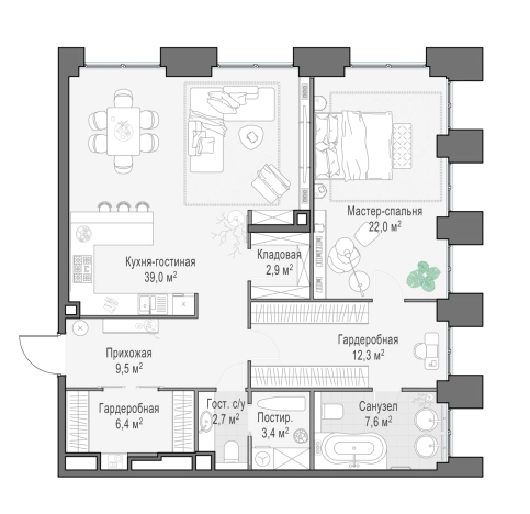 Купить трехкомнатную квартиру у метро Улица 1905 года в Москве. Вариант № 168637, 0, площадь -  квм, цена 156900000 рублей