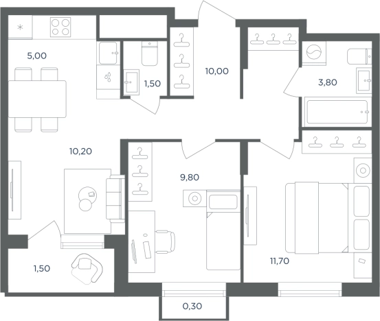 Купить трехкомнатную квартиру в ЖК Равновесие в Московской области. Вариант № 7688733, 0, площадь -  квм, цена 10535364 рублей