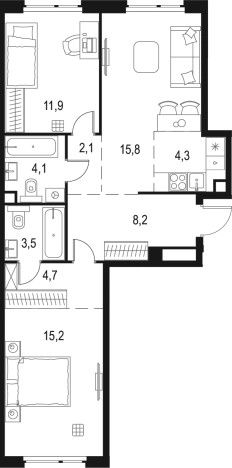 Купить квартиру в районе Очаково-Матвеевское в Москве. Вариант № 202939, 0, площадь -  квм, цена 26473575 рублей