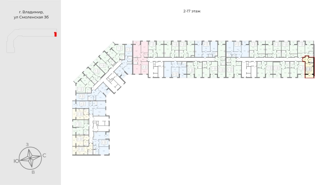 Купить Студию на улице Офицерская в Владимире. Вариант № 5252311, 1, площадь -  квм, цена 3514050 рублей