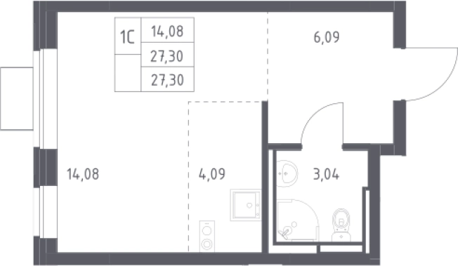 . Вариант № 105122, 0, площадь - 27.3 квм, цена 6056400 рублей