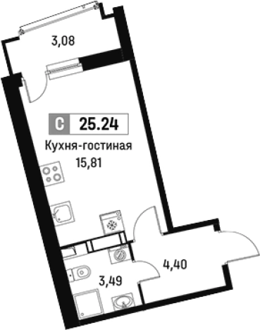 Купить Студию у метро Девяткино в Мурине. Вариант № 6213596, 0, площадь -  квм, цена 4686283 рублей