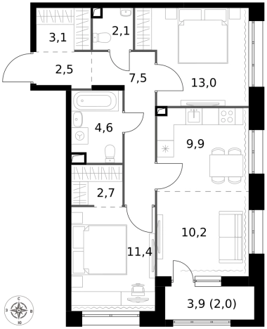 Купить трехкомнатную квартиру в новостройках у метро Площадь Революции в Москве. Вариант № 9693040, 0, площадь - квм, цена 23170200 рублей