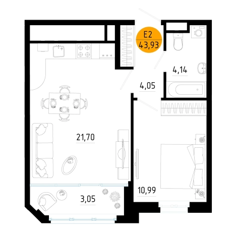 Купить однокомнатную квартиру в районе Железнодорожный в Рязани. Вариант № 154630, 0, площадь -  квм, цена 5753512 рублей