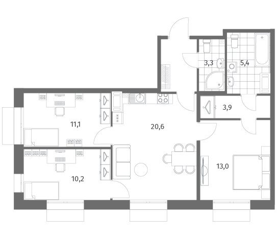 Купить многокомнатную квартиру в новостройках в ЖК Парусная 1 в Санкт-Петербурге. Вариант № 9324596, 0, площадь -  квм, цена 25271000 рублей