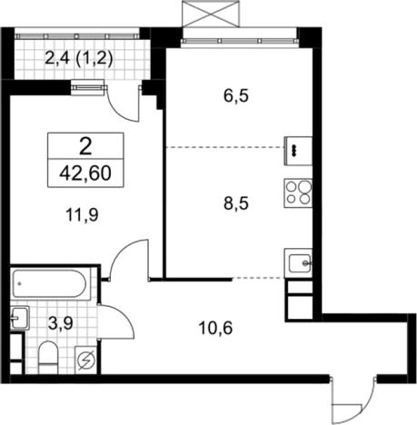 . Вариант № 3952121, 0, площадь - 41.4 квм, цена 8323232 рублей