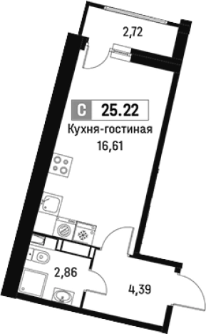 Купить Студию у метро Девяткино в Мурине. Вариант № 6212052, 0, площадь -  квм, цена 4712190 рублей