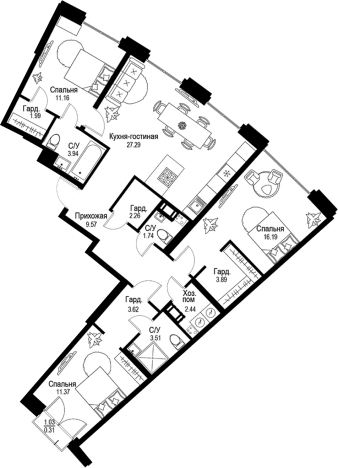 Купить многокомнатную квартиру в ЖК ID Petrogradskaya в Санкт-Петербурге. Вариант № 4828848, 0, площадь -  квм, цена 64532000 рублей